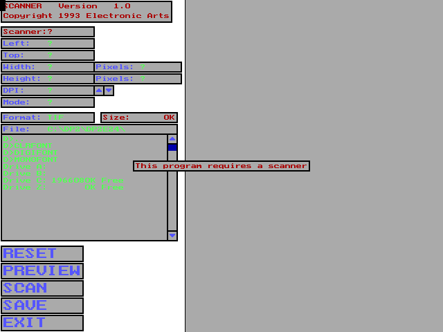 Screenshot of graphical Scanner program